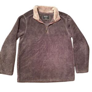 TRINITY Pullover Sherpa Fleece 1/4 Zip Soft Cuddly Long Sleeves Women Sz XL Grey